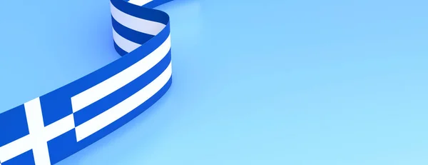 Folheto Bandeira Grécia Símbolo Azul Branco Fundo Azul Pastel Espaço — Fotografia de Stock