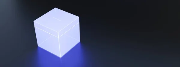Election Concept Glowing White Ballot Box Slot Dark Blue Background — Stock fotografie