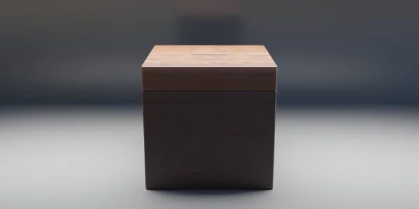 Election Concept Wooden Ballot Box Slot Dark Background Space Text — ストック写真