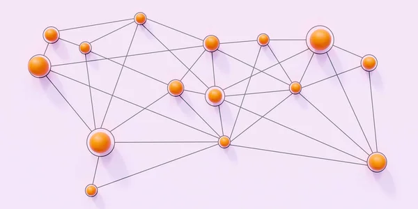 Social Media Networking Concept Orange Color Balls Linked Each Other — Foto de Stock