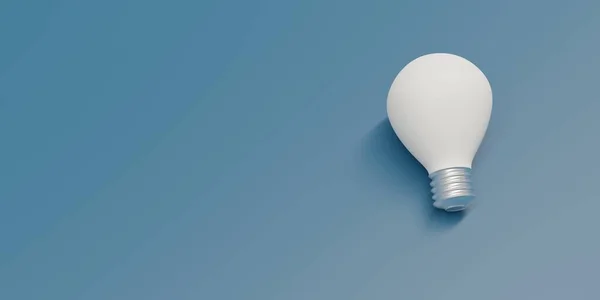 Light Bulb White Color Isolated Empty Blue Pastel Background View — Stockfoto