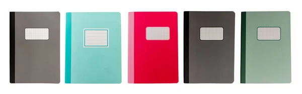 Back School Border Banner Blank Label Various Colors Notebooks Collection — 图库照片