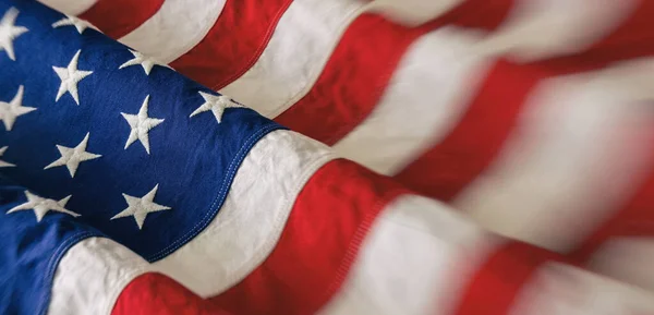 Usa Flag Close America Stars Stripes Rippled Background National American — Stockfoto