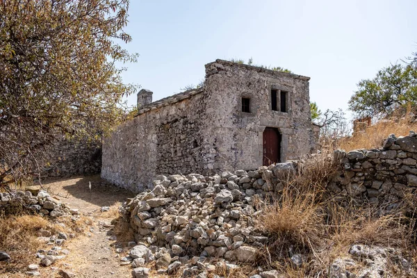 Kithira Kastro Milopotamos Kato Chora Ionian Islands Greece Old Stonewall — Photo