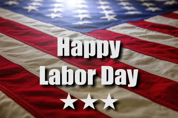 Happy Labor Day Text Usa Flag Background Close View Federal — Photo