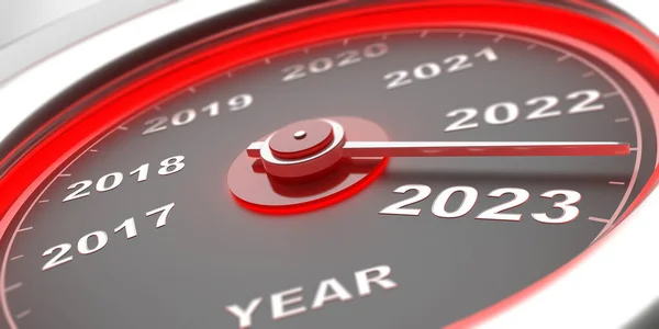 2023 New Year Auto Car Gauge Speedometer Close View Drive — 스톡 사진