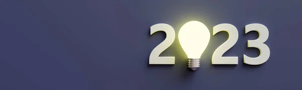 2023 Happy New Year Illuminated Bulb Place White Digit Blue — Stok fotoğraf