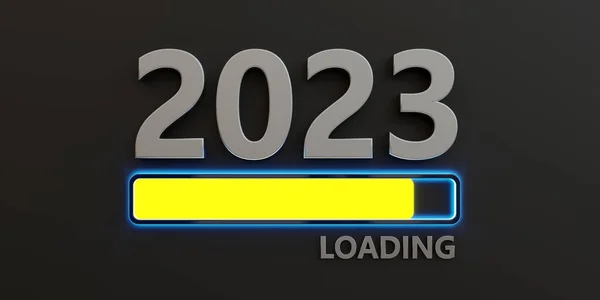 2023 New Year Loading Bar Yellow Color Sign Black Background — Photo