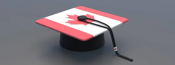 College High School Canada Canadian Flag Student Graduation Mortarboard Black — Stock Photo, Image