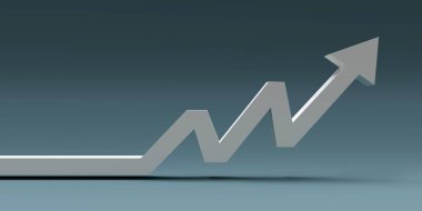 İş büyümesi, grafik okunun yükselmesi. Piyasa artışı, ilerleme kavramı. 3d hazırlayıcı
