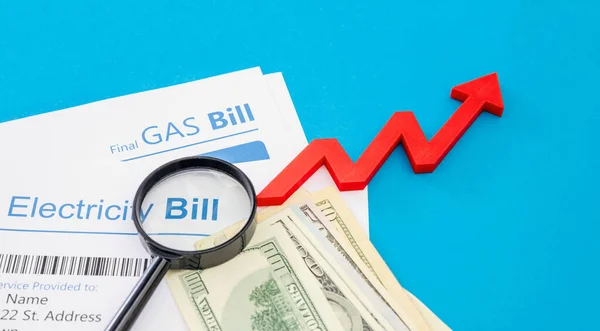 Rising Cost Living Electricity Gas Bills Dollars Banknotes Household Cost Stock Image