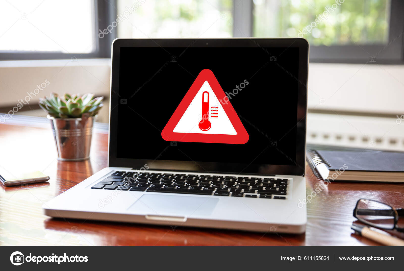 High Temperature Warning Sign Laptop Screen Computer Overheating