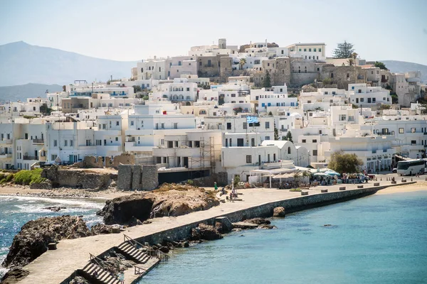 Grecia Raggiungendo Molo Del Porto Naxos Isole Cicladi Vista Dalla — Foto Stock