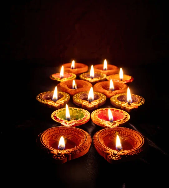 Diwali Deepavali Hindu Festival Lights Clay Diya Candle Oil Lamp — Foto de Stock