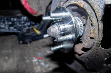 new wheel hub on old car.