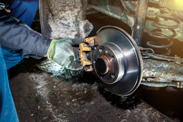Installation New Brake Disc Hub Brake System Maintenance Concept — Photo