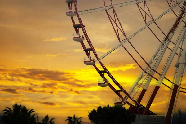 Attraction Roue Ferris Coucher Soleil Concept Amusement Parc Attractions Voyage — Photo