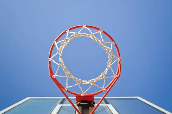 Basketball Hoop Metal Ring Netting View — Stock Photo, Image