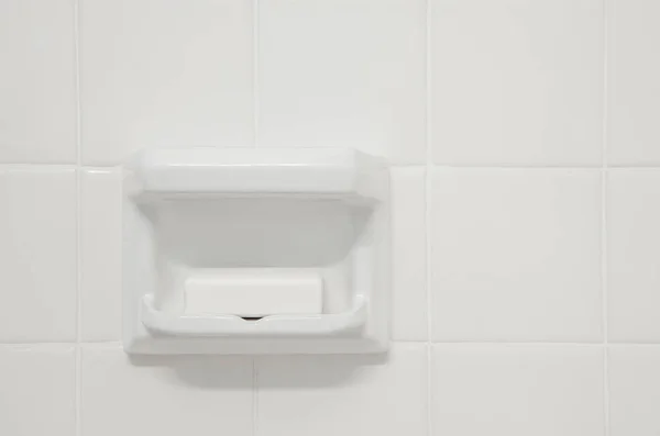 White Tiled Wall Bathroom Shower Room Shaped Porcelain Recess Block — Φωτογραφία Αρχείου