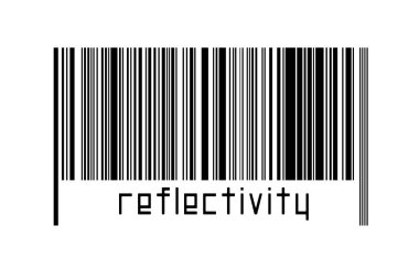 Beyaz arkaplanda barkod ve yazıt yansıması. Ticaret ve küreselleşme kavramı