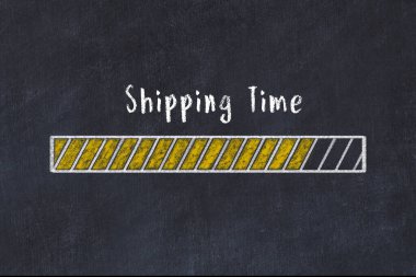 Lojistik yüksek KPI konsepti. Tebeşir ilerleme çubuğu ve yazıt gönderme zamanı.