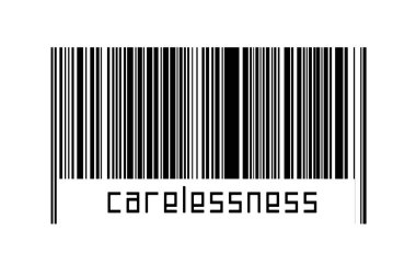 Dijitalleştirme kavramı. Altında dikkatsizlik yazan siyah yatay çizgilerin barkodu.