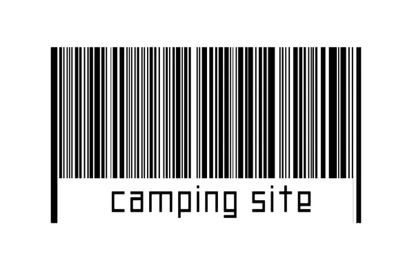 Código Barras Sobre Fondo Blanco Con Inscripción Camping Sitio Continuación —  Fotos de Stock