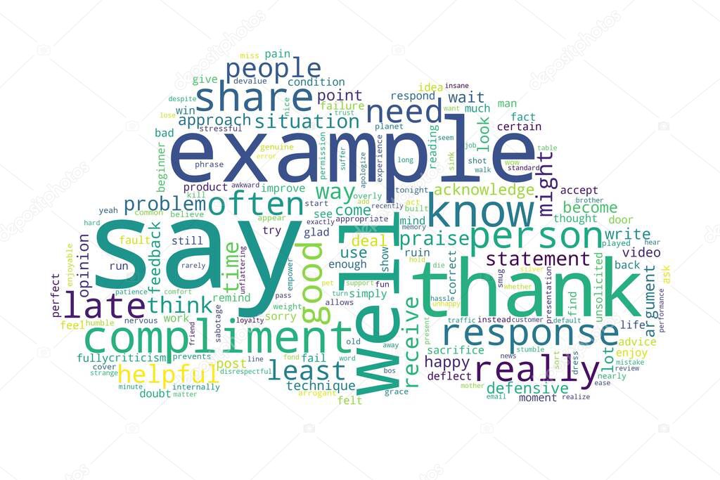 Word cloud of say concept on white background.