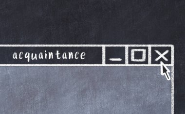 Tarayıcı penceresinin sayfa başlığı yazma tanışıklığıyla kapatılmasının tebeşir çizimi  