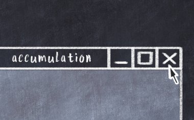 Tarayıcı penceresinin sayfa başlığı yazıtlarıyla kapatılmasının tebeşir çizimi  