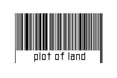 Beyaz arkaplanda barkod ve altında da karanın yazıtları var. Ticaret ve küreselleşme kavramı