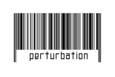 Beyaz arka planda barkod ve alttaki yazıt kaygılı. Ticaret ve küreselleşme kavramı