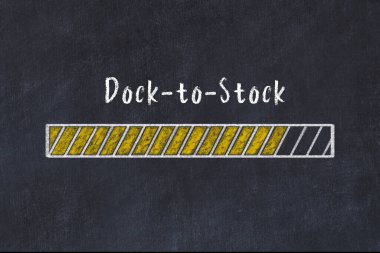 Lojistik yüksek KPI konsepti. Tebeşir ilerleme çubuğu ve Kılavuzdan Stoğa Yazma.