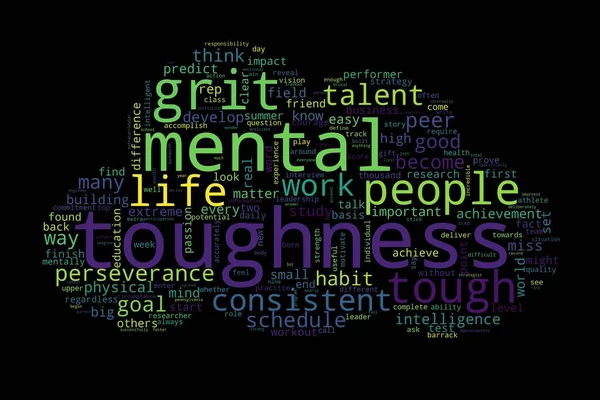 Word Cloud Toughness Concept Black Background — Stock Photo, Image