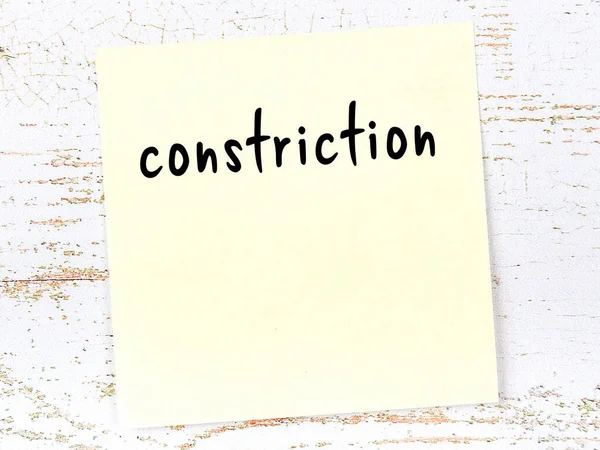 Concept Reminder Constriction Yellow Sticky Sheet Paper Wooden Wall Inscription — Stock Photo, Image