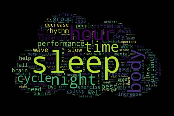 Word Tag Cloud Black Background Concept Sleep — Stock Photo, Image