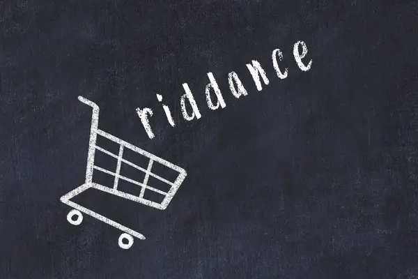 Chalk Drawing Shopping Cart Word Riddance Black Chalboard Concept Globalization — Stock Photo, Image