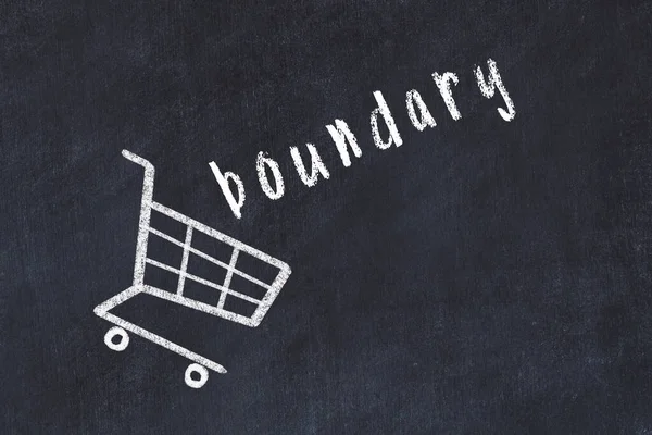 Chalk Drawing Shopping Cart Word Boundary Black Chalboard Concept Globalization — Stock Photo, Image