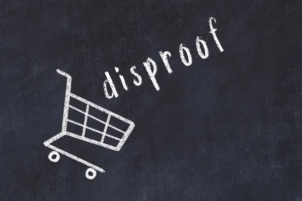 Chalk Drawing Shopping Cart Word Disproof Black Chalboard Concept Globalization — Stock Photo, Image