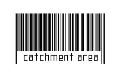 Altında yazıt yakalama alanı olan beyaz arka planda bir barkod. Ticaret ve küreselleşme kavramı