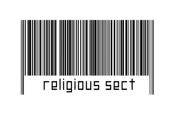 白色背景条形码 下面有铭文宗教教派 贸易和全球化的概念 — 图库照片