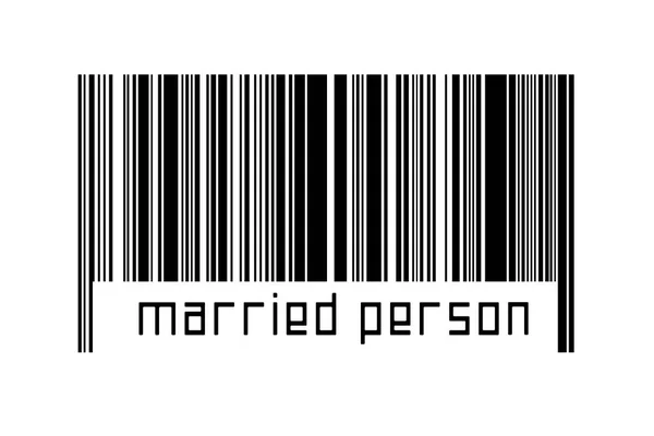 白色背景条形码 下面印有已婚人士姓名 贸易和全球化的概念 — 图库照片