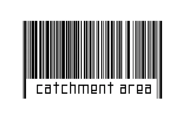 Barcode Auf Weißem Hintergrund Mit Beschriftung Einzugsbereich Unten Konzept Des — Stockfoto