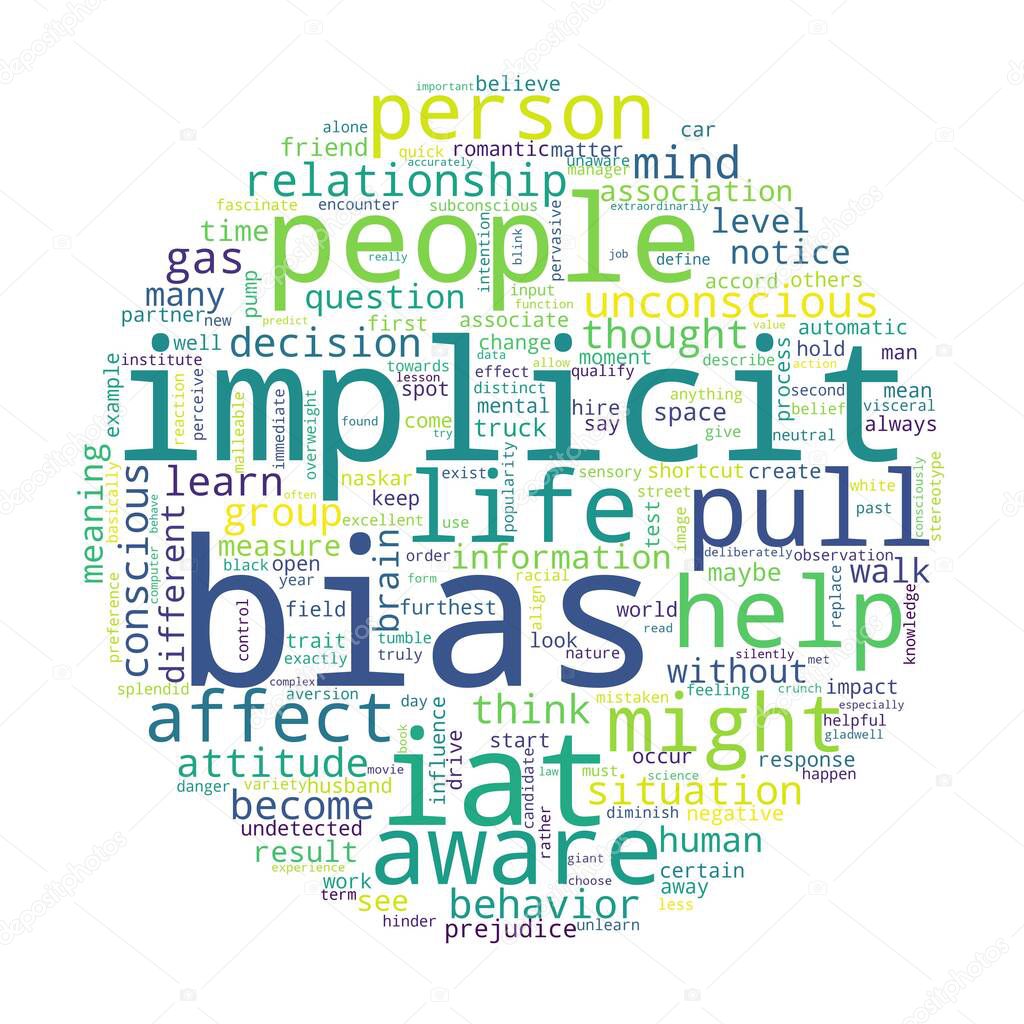 Word tag cloud on white background. Concept of bias.