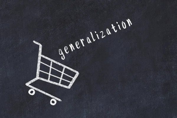 Chalk Drawing Shopping Cart Word Generalization Black Chalboard Concept Globalization — Stock Photo, Image