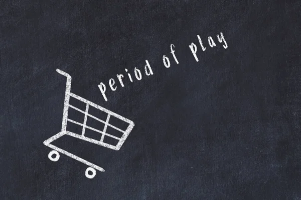 Chalk Drawing Shopping Cart Word Period Play Black Chalboard Concept — Stock Photo, Image