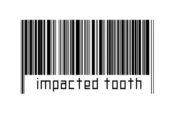 Código Barras Sobre Fundo Branco Com Inscrição Dente Impactado Abaixo — Fotografia de Stock