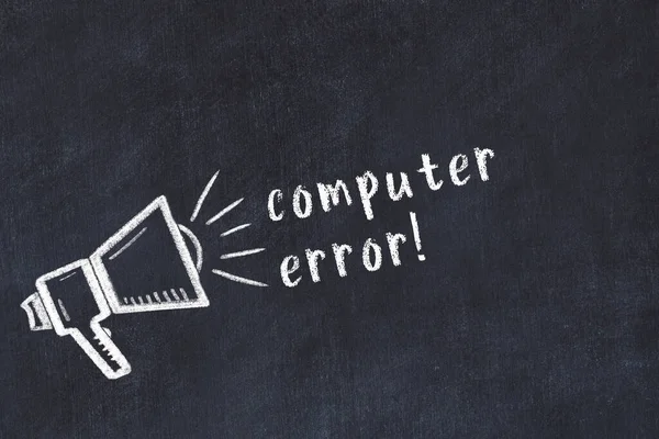 Hoparlör Çizimi Yazıt Bilgisayarı Hatası Olan Siyah Karatahta — Stok fotoğraf