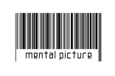 Beyaz arkaplanda barkod ve aşağıda yazılı zihinsel resim. Ticaret ve küreselleşme kavramı