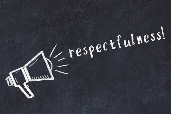 Zwart Schoolbord Met Tekening Van Een Luidspreker Inscriptie Respect — Stockfoto